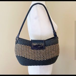 Brighton Sydney Black & Tan Straw Leather Bag